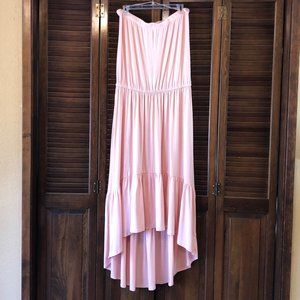 Boston Proper Peach Strapless High-Low Maxi Dress